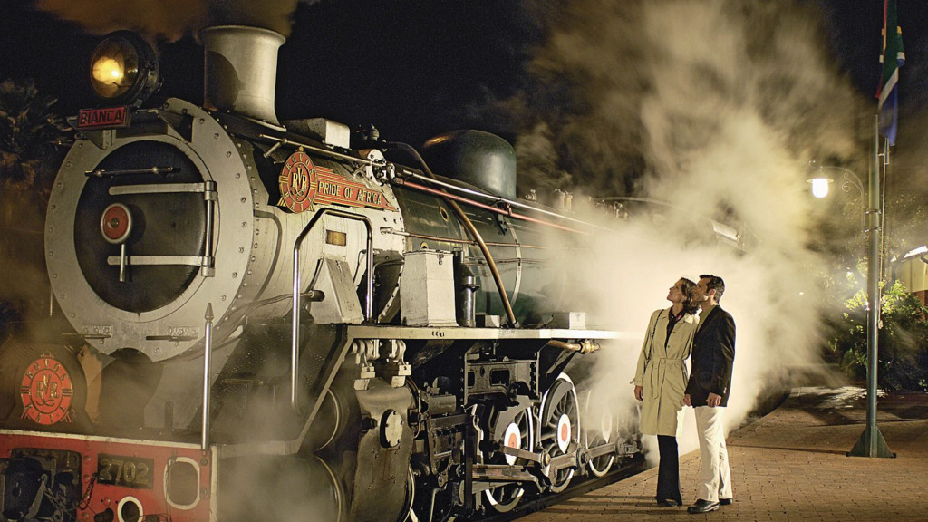 Lokomotive des Rovos Rail, Südafrika | Abendsonne Afrika