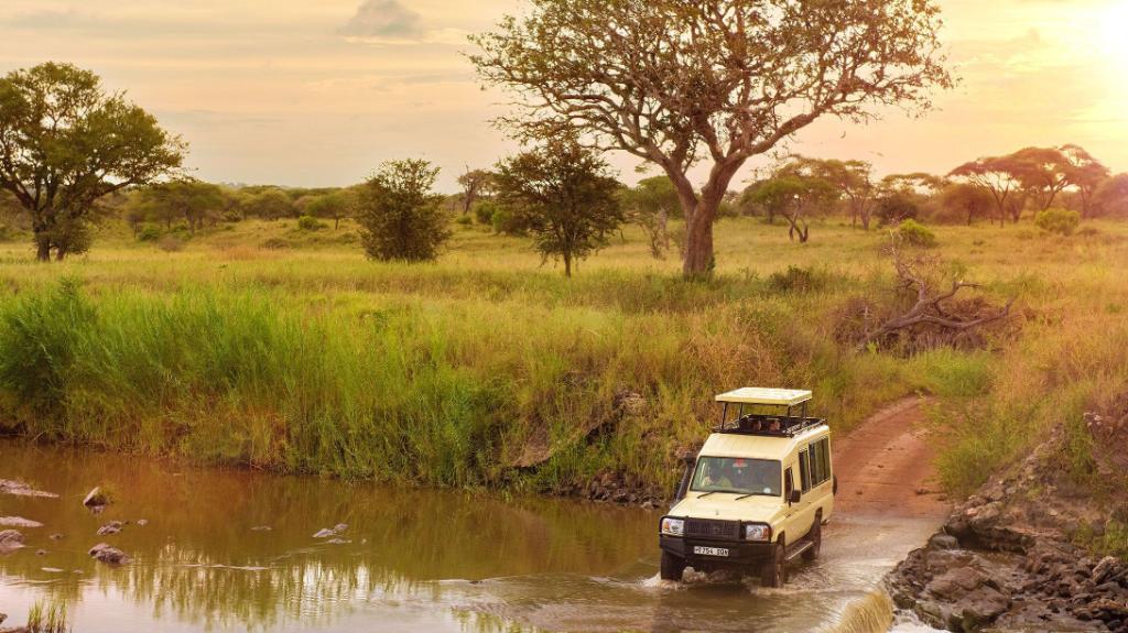 Safarifahrzeug in Tansania | Abendsonne Afrika