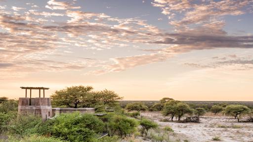 Eingangstor zum Onguma Game Reserve in Namibia | Abendsonne Afrika