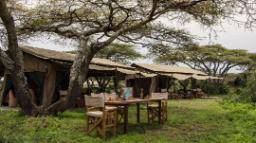 Zelte des Ubuntu Camp in Tansania | Abendsonne Afrika