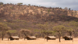 Außenansicht der Zelte des Kati Kati Camp in Tansania | Abendsonne Afrika