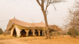 Hauptzelt des Kwihala Tented Camps in Tansania | Abendsonne Afrika