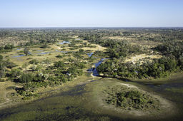 Luftaufnahme vom Little Tubu in Botswana | Abendsonne Afrika